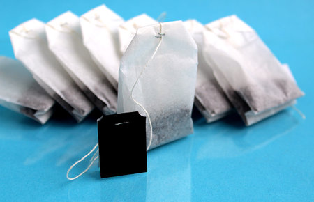 dry tea in small bags with a label