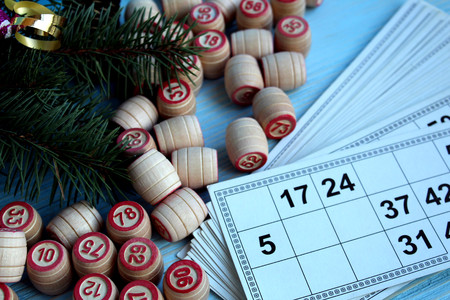 board game lotto with a map and kegsの写真素材