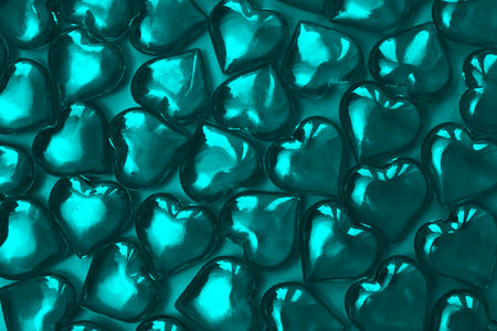 Hearts on a turquoise background