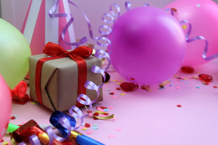 Festive mood gifts balls and various triflesの写真素材