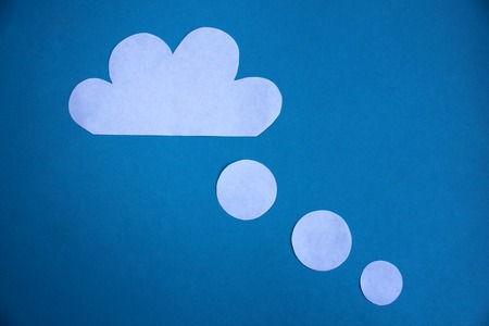 Of paper cut cloud are on blue backgroundの写真素材