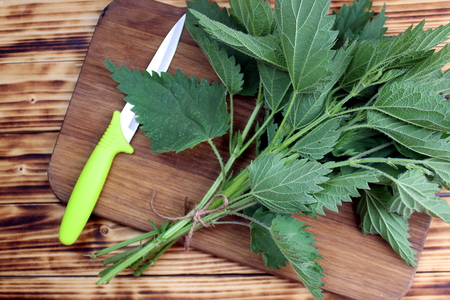Bouquet of tea table with a knifeの写真素材