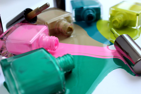 nail polish of different colorsの写真素材