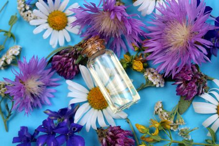Background with a vial of oilの写真素材
