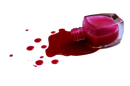Spilled and open nail polish with aの写真素材
