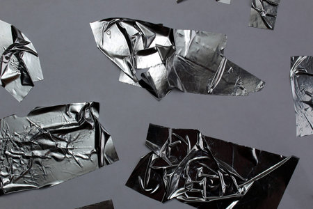 Abstract background on paper glued silver tapeの写真素材
