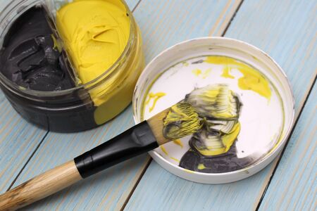 Face mask with a brush of two colorsの写真素材
