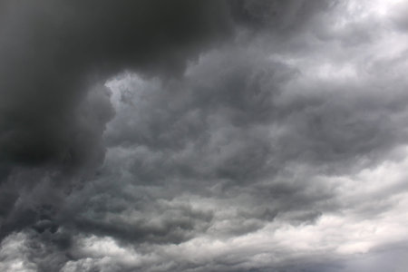 Dark clouds before the rain covered the whole sky