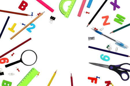 School theme with place for an inscription on a white backgroundの写真素材