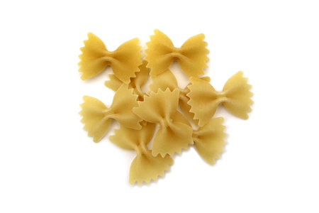 Pasta in the form of a bow on a white background