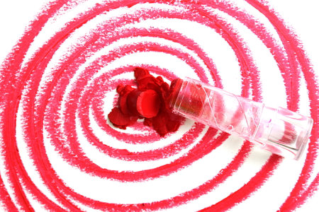 Blot drawn with lipstick in the form of a circleの写真素材
