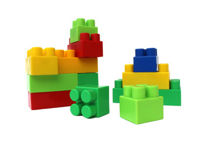 Children`s bright plastic construction set for construction site games