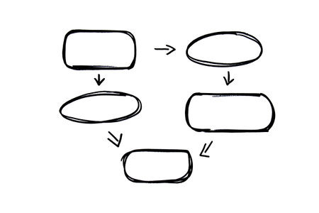 Empty ovals with an arrow are drawn with a black marker.の写真素材