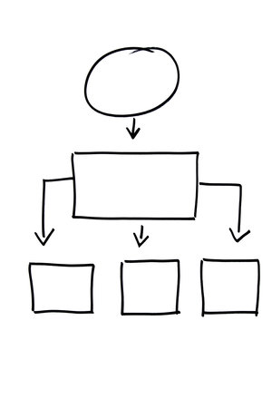 Different circles and ovals with arrows drawn by hand on a white background.の写真素材