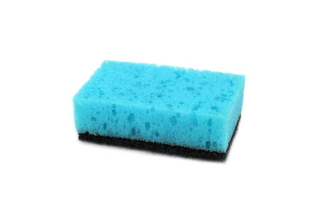 one sponge for washing dishes lies on a white background.の写真素材