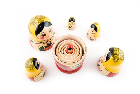 matryoshka dolls on the white backgroundの写真素材