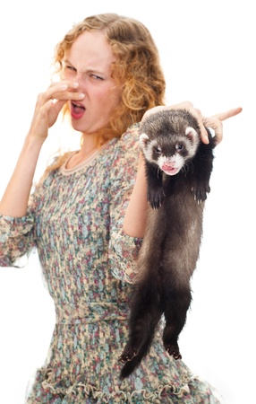 girl with the ferretの写真素材