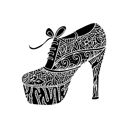 Women's shoes with floral ornament.のイラスト素材