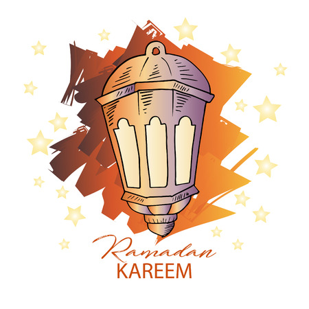Ramadan Kareem banner design  with Arabic lantern.のイラスト素材