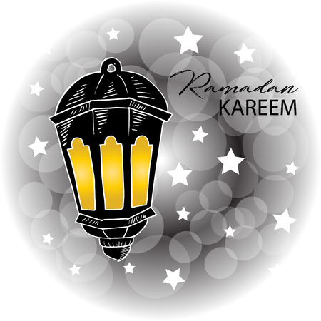 Ramadan Kareem banner design  with Arabic lantern.のイラスト素材