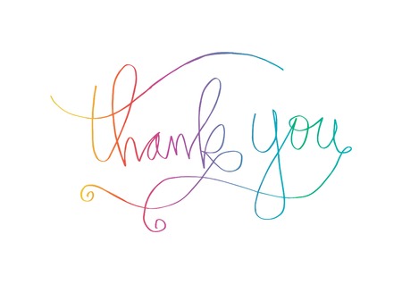 Thank you hand lettering on white background. Vector illustration.のイラスト素材