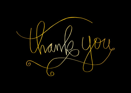 Thank you hand lettering on black background. Vector illustration.のイラスト素材