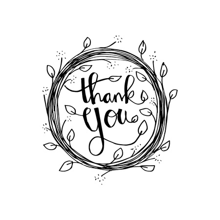 Lettering Thank you. Hand drawing illustrationのイラスト素材