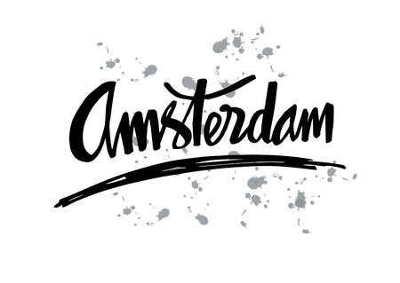 Amsterdam hand-lettering calligraphy illustration.のイラスト素材