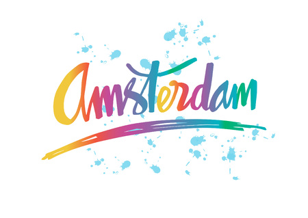 Amsterdam hand-lettering calligraphy illustration.のイラスト素材