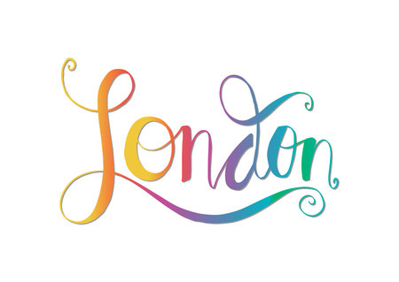London. Hand written city name. Hand lettering calligraphy.のイラスト素材