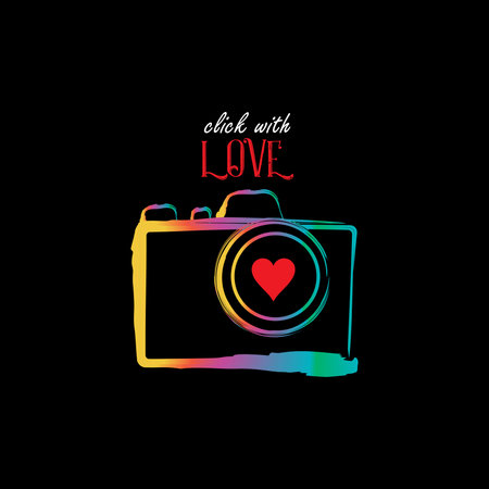 Click with Love lettering with camera for shirt designのイラスト素材