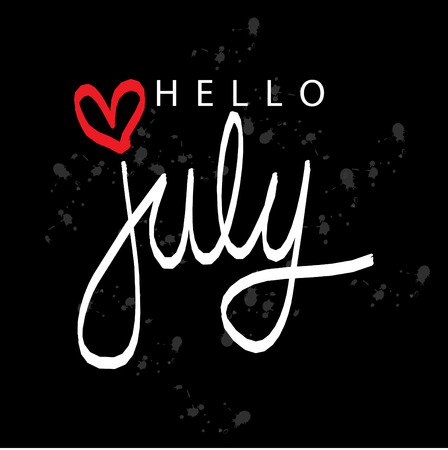 Hello July lettering inscription isolated on splash background.のイラスト素材