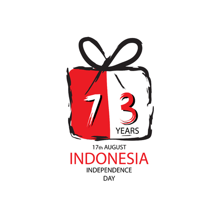 73 Years Indonesian Independence day logo Concept with gift box.のイラスト素材
