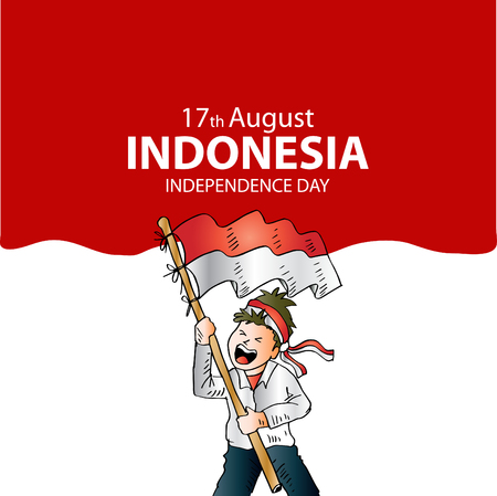 17 August. Indonesia Independence Day greeting card.のイラスト素材