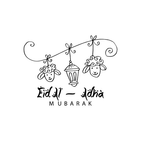 Greeting card design for Muslim community festival Eid-Al-Adhaのイラスト素材