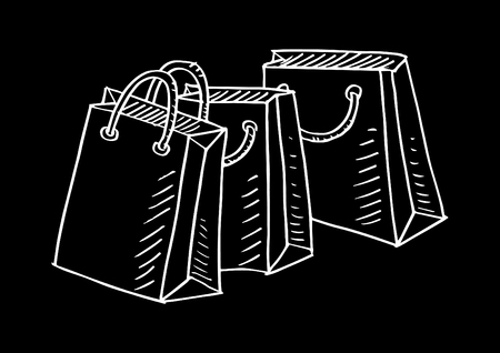 Shopping bags design.Sketch element for labels, packaging and cards design.のイラスト素材