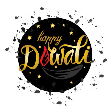 Happy Diwali hand drawn letteringのイラスト素材