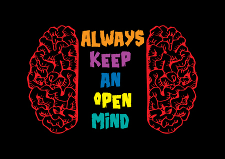 Always keep an open mind. Motivational quote.のイラスト素材