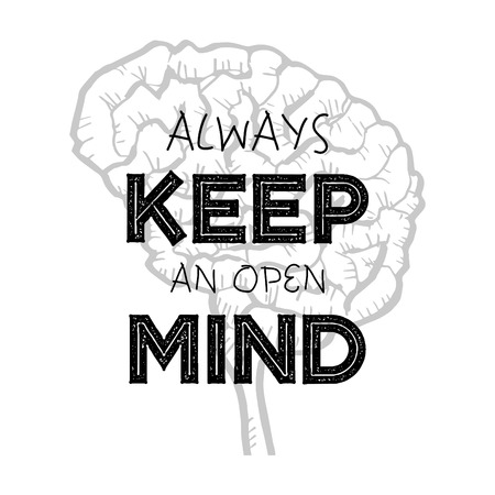 Always keep an open mind. Motivational quote.のイラスト素材