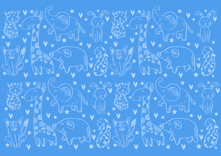 Pattern background with cute animalsのイラスト素材