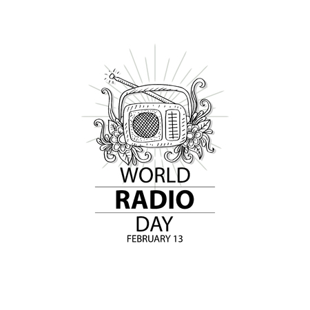 World radio day concept. February 13.のイラスト素材