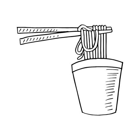 Doodle noodle on white background.のイラスト素材