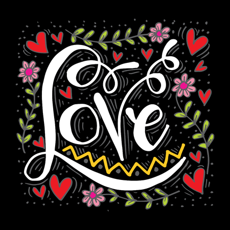 Love concept inspirational hand lettering motivation poster for banner, label, tag, poster or postcardのイラスト素材