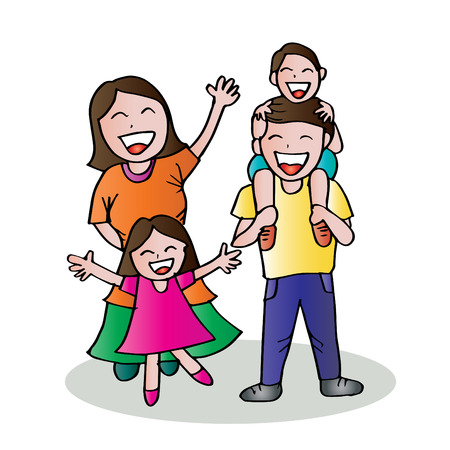 Happy family hand drawing illustration.のイラスト素材