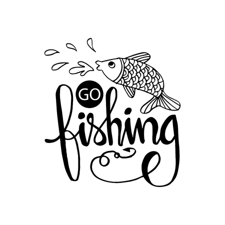 Go fishing hand lettering.のイラスト素材