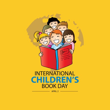 International Children`s Book Day. April 2. Greeting card.のイラスト素材