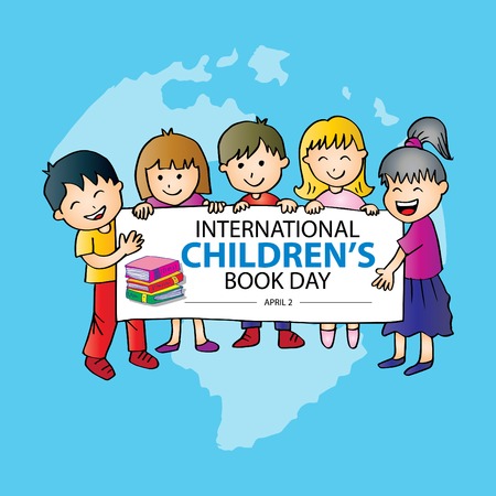 International Children`s Book Day. April 2. Greeting card.のイラスト素材