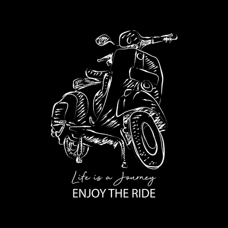 Life is a journey, enjoy the ride with scooterのイラスト素材