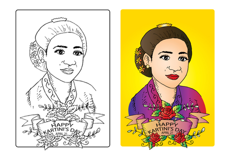 Vector of Kartini's Day coloring page. - ID:120895132 - Royalty Free ...