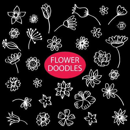 Set of flower doodlesのイラスト素材